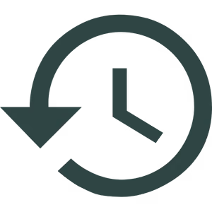 Clock face with an arrow circling counterclockwise symbolizing waiting