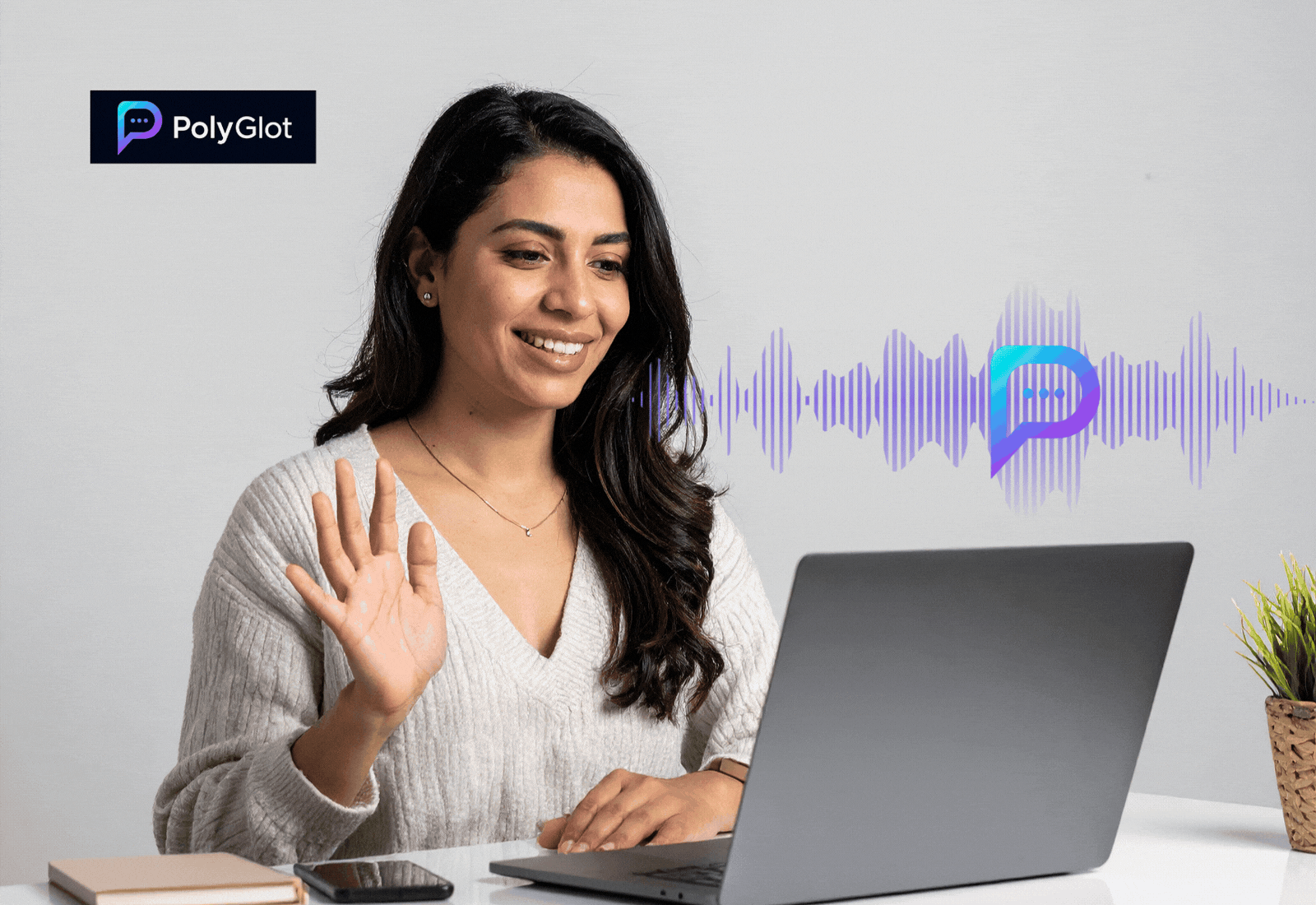 A PolyGlot user speaking naturally during a translated video call