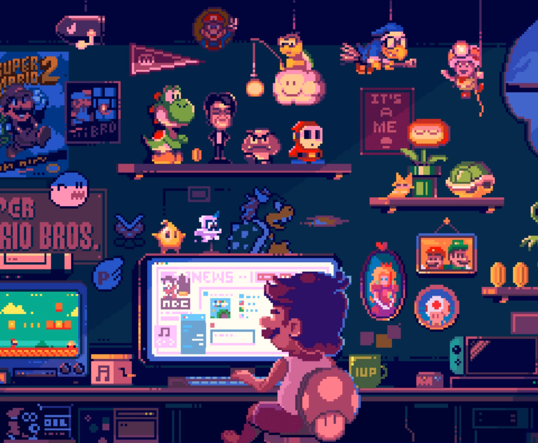 Chill Mario pixel art by Pixel Jeff