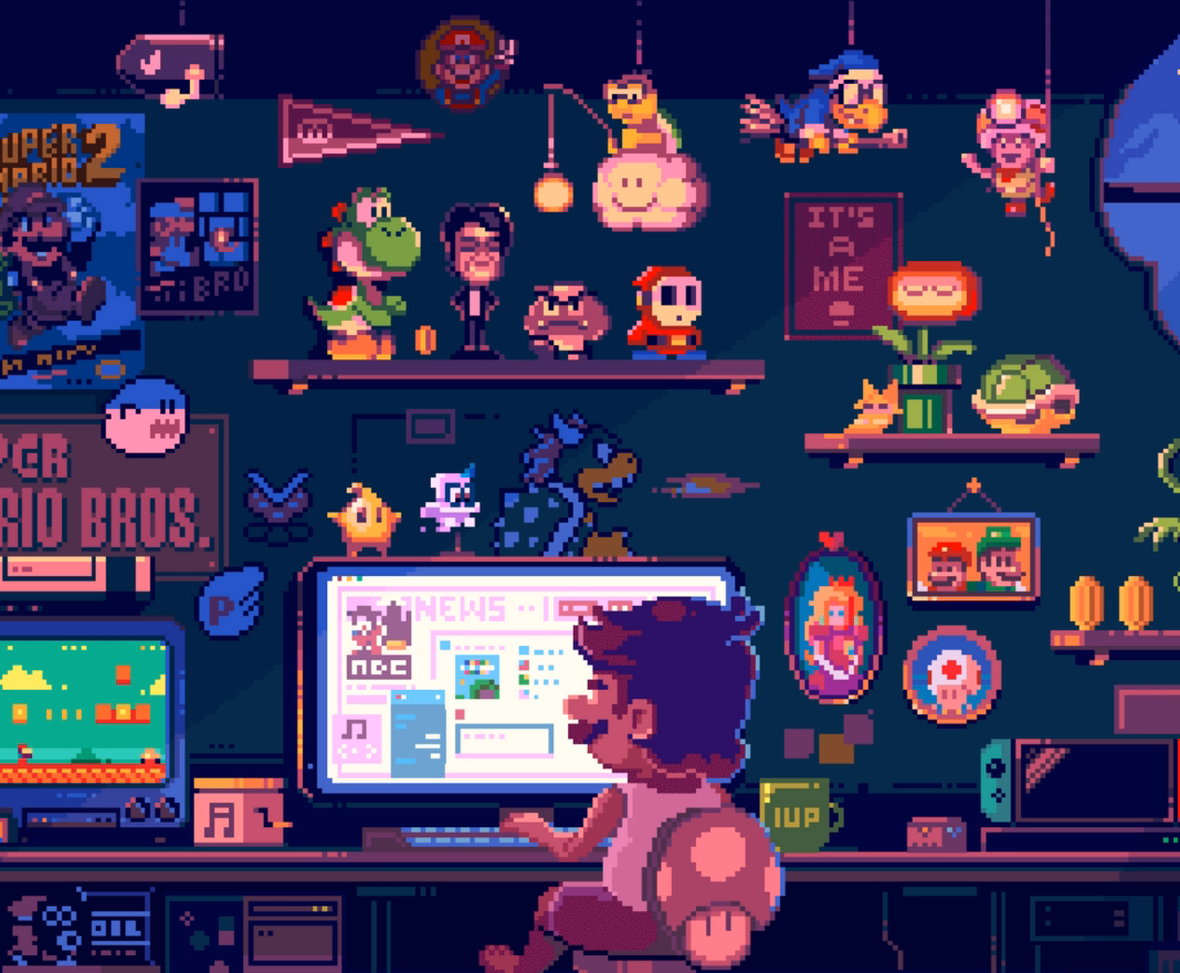 Chill Mario pixel art by Pixel Jeff