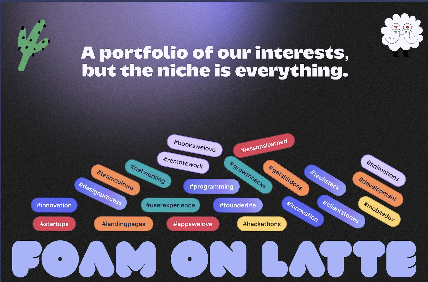 Screenshot of the Foam On Latte interactive digital crafts page