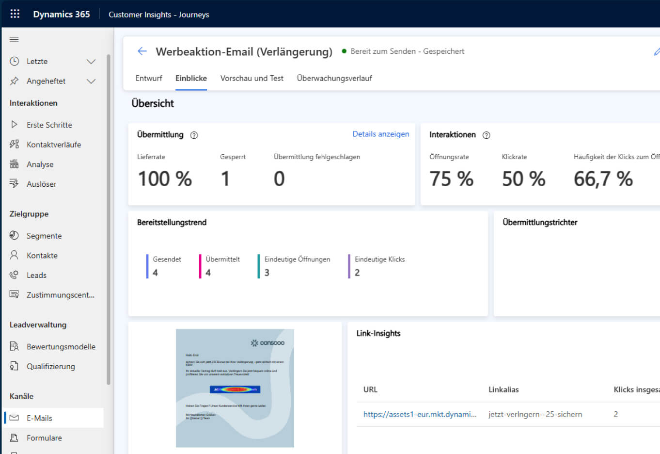 Dashboard Ansicht