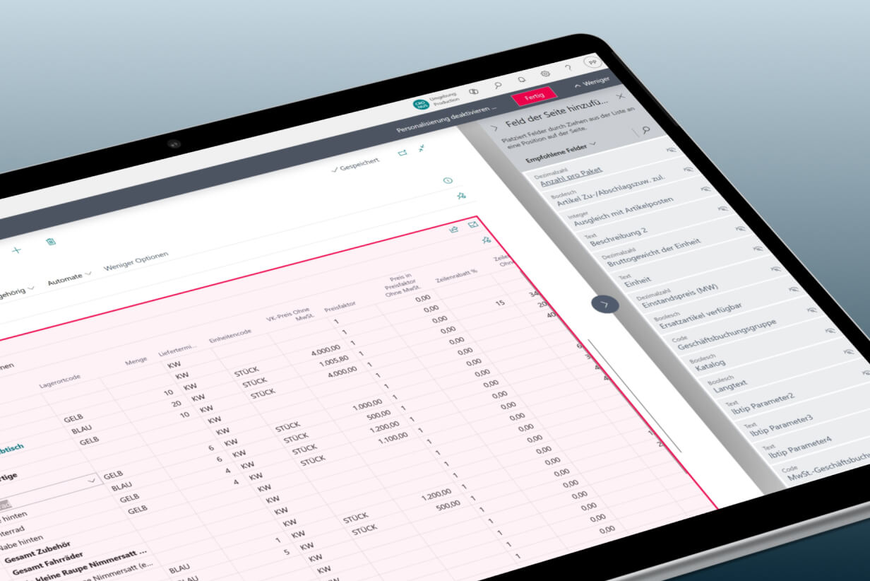 ERP Tool Screenshot in Tablet Mockup