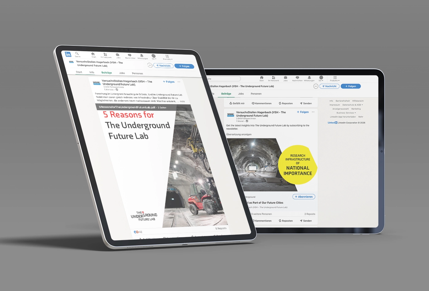 1 - Zwei iPads zeigen einen Linkedin Beitrag vom VSH
