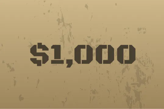 A brown background with the words $ 1, 000.