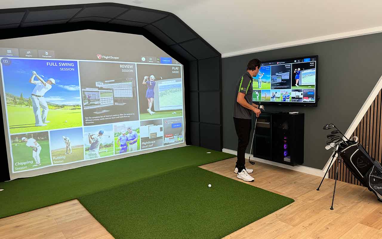 Golf Simulator Room with doors open