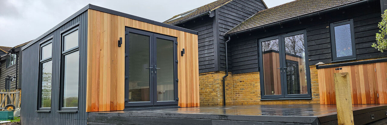 Garden Room with Decking & Lean To Shed