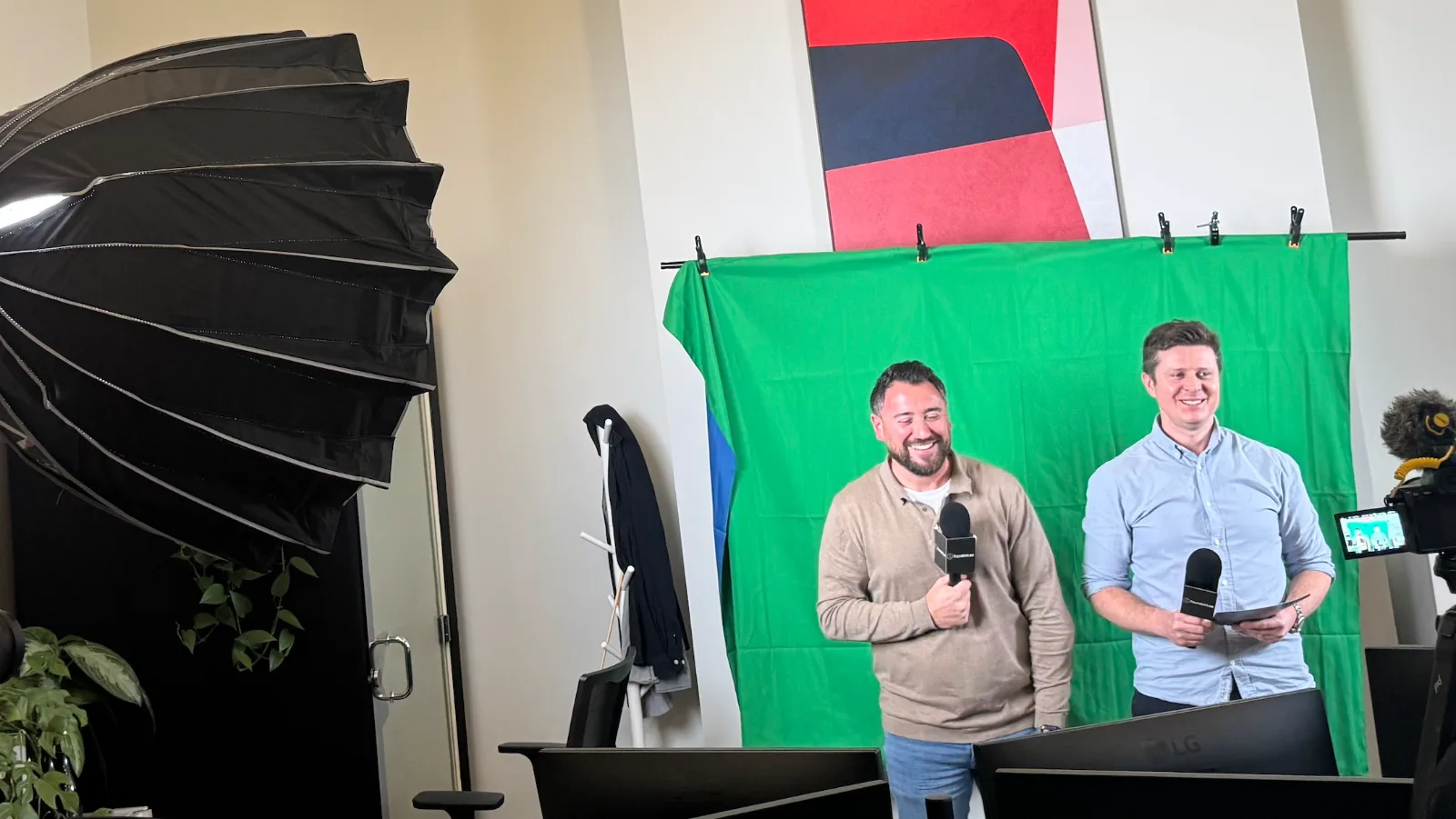 Tom and Adam behind the scenes announcing the partnership