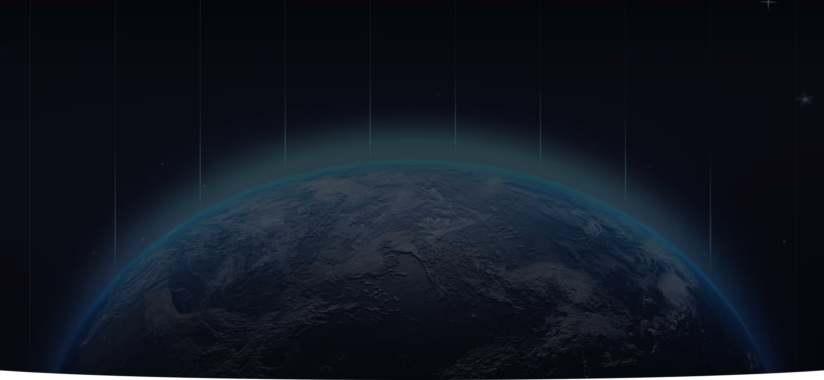 Vue de l'horizon de la Terre dans l'espace avec un léger halo et des étoiles visibles.