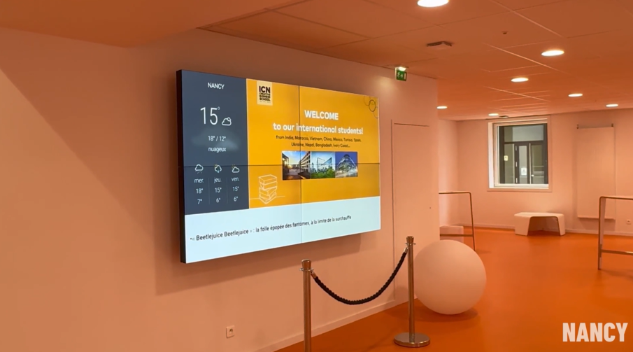Mur d’images installé sur le campus ICN de Nancy