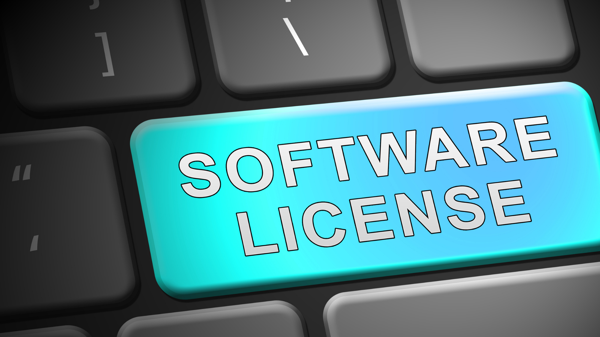 Touche clavier illustrant la gestion des licences logicielles.