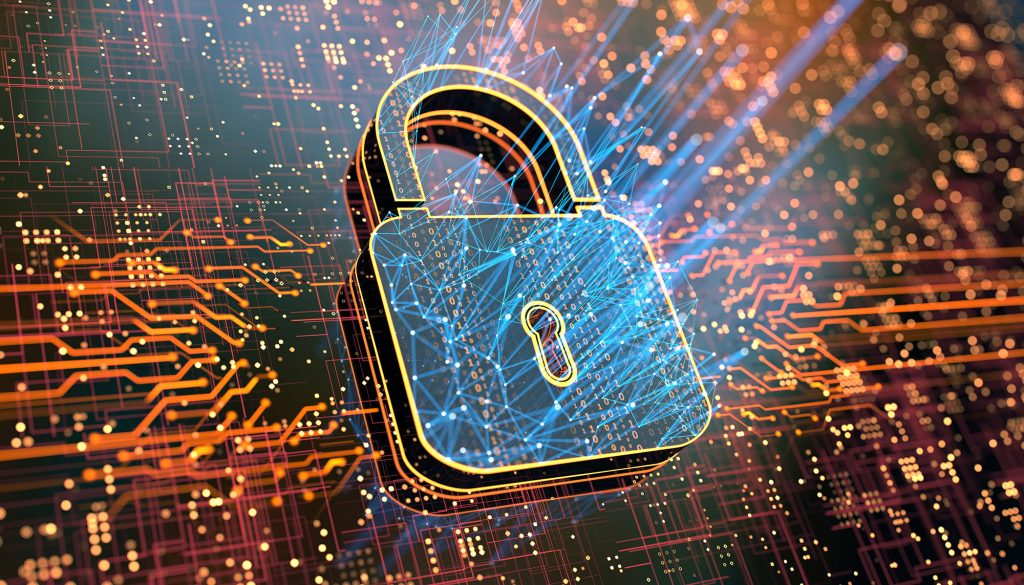 Cadenas numérique illustrant la protection des données et la cybersécurité des systèmes informatiques.