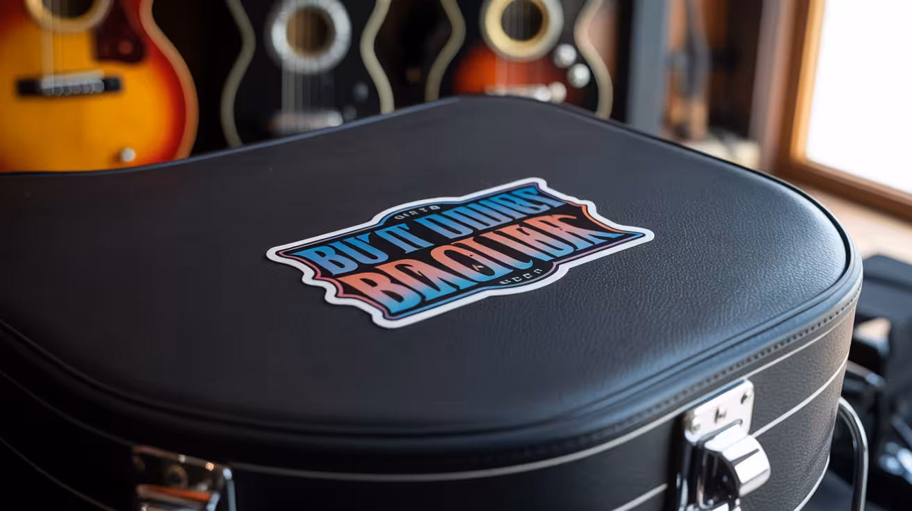 band sticker on a guitar case