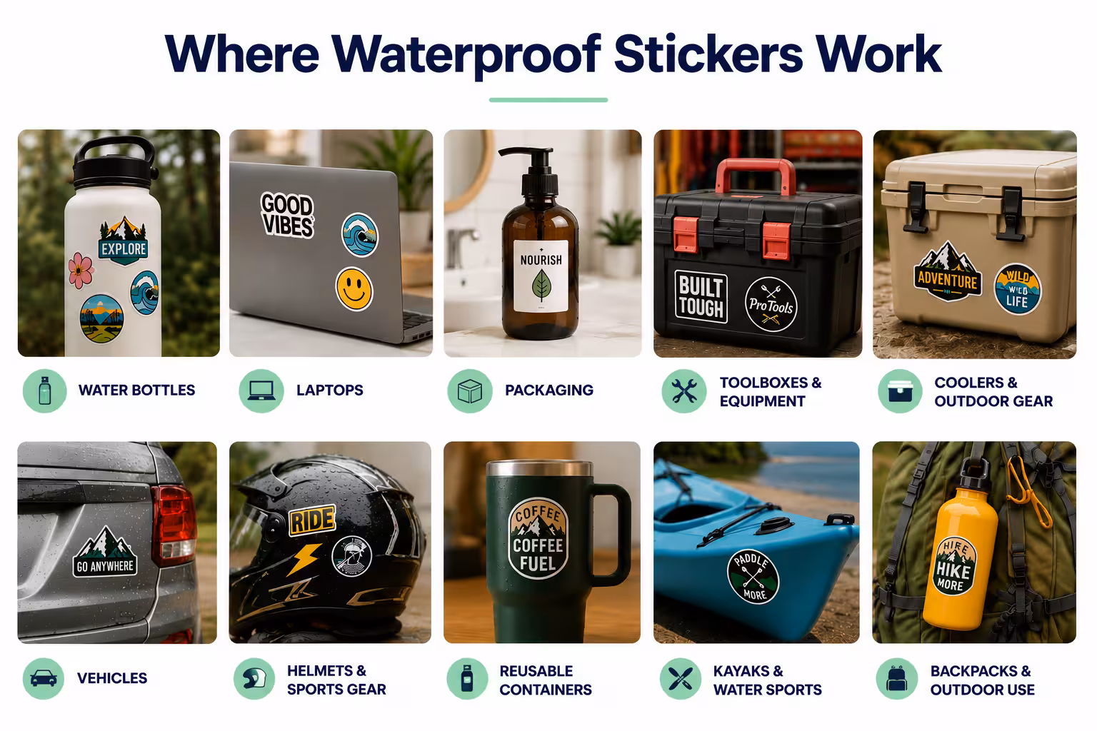 Where to use waterproof stickers