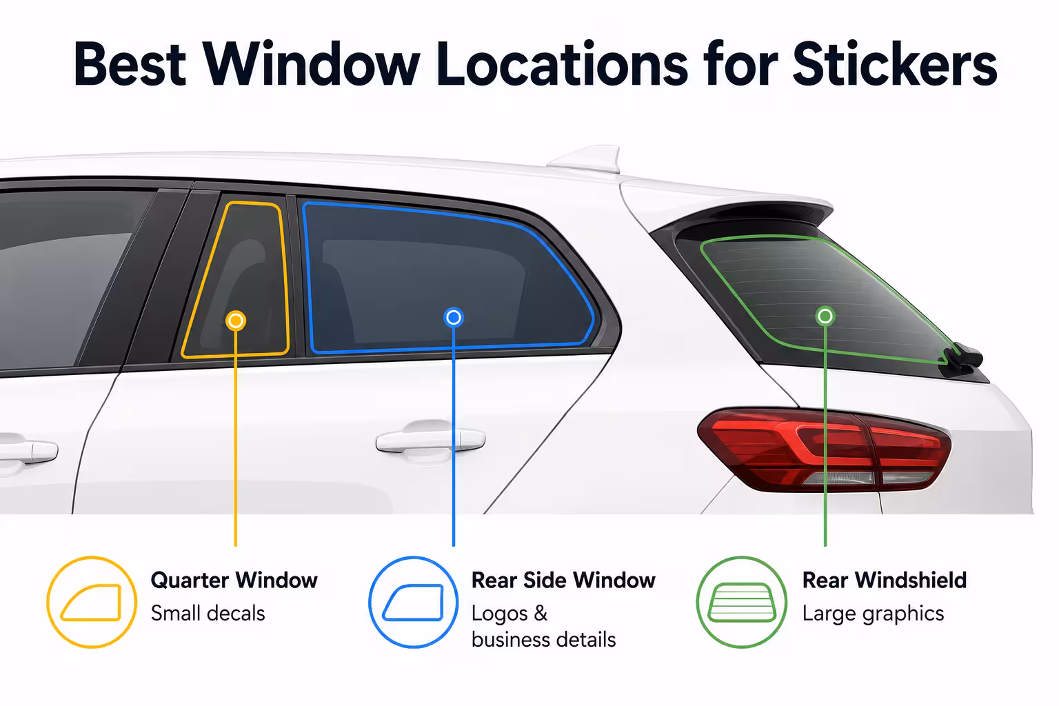 Good locations for a custom car window sticker