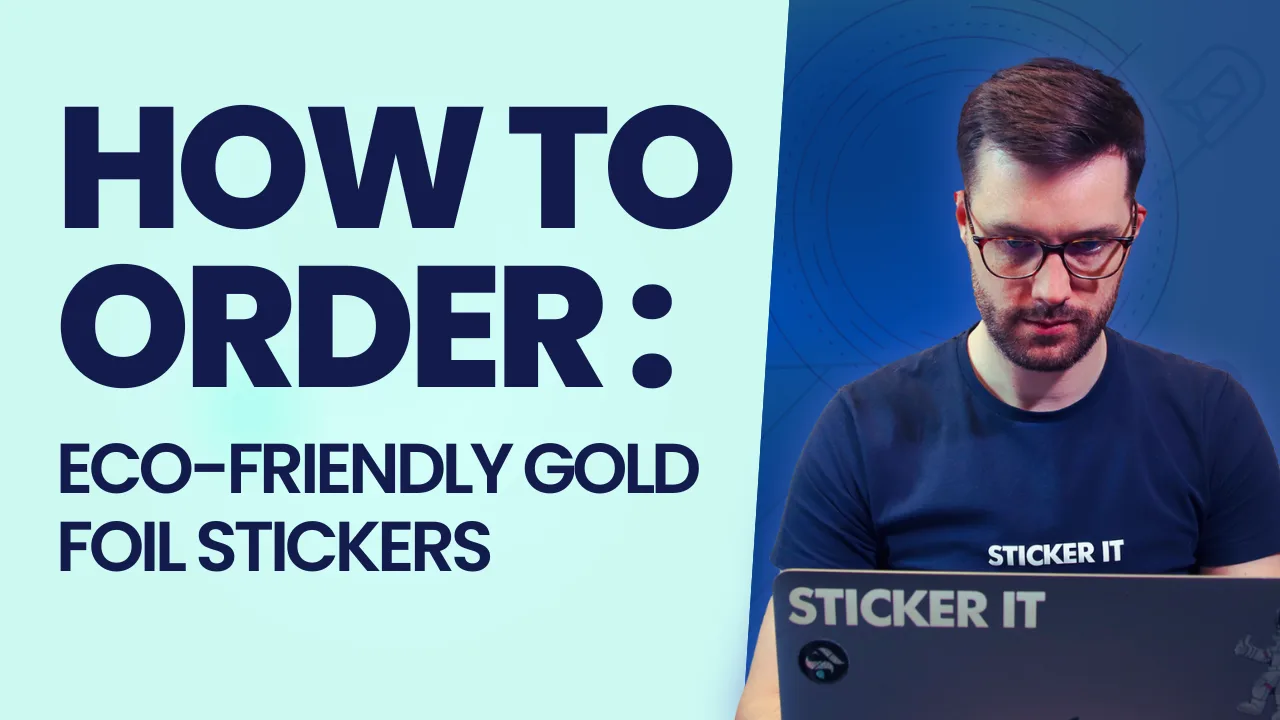 Eco-friendly gold foil stickers on recycled material