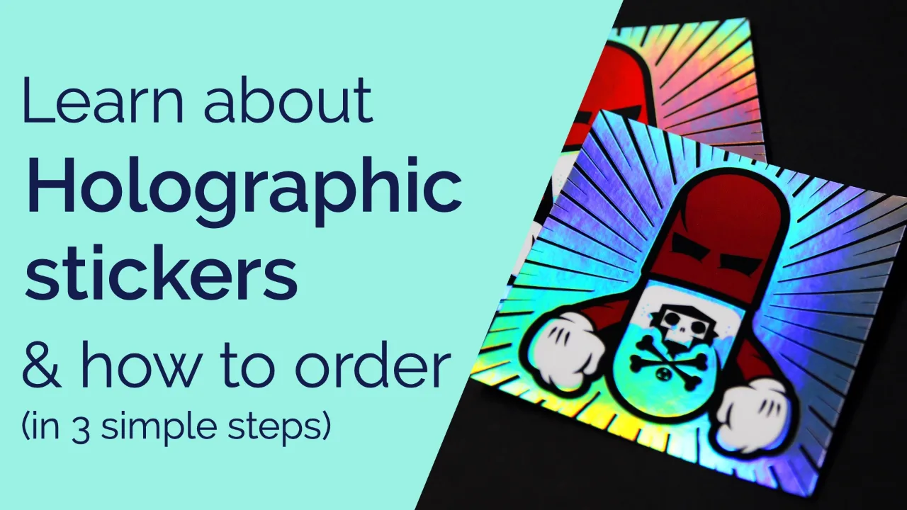 Custom holographic stickers with a rainbow shine
