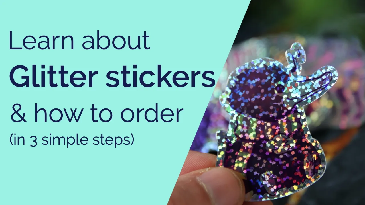 Custom glitter stickers with a sparkling finish