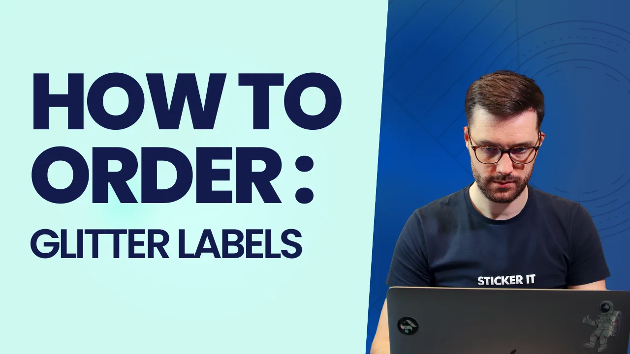 Custom glitter labels with a sparkling finish