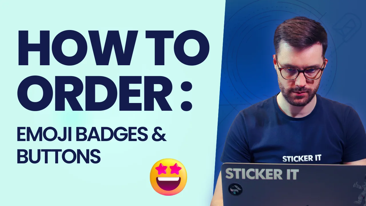Custom emoji badges in fun, bright designs