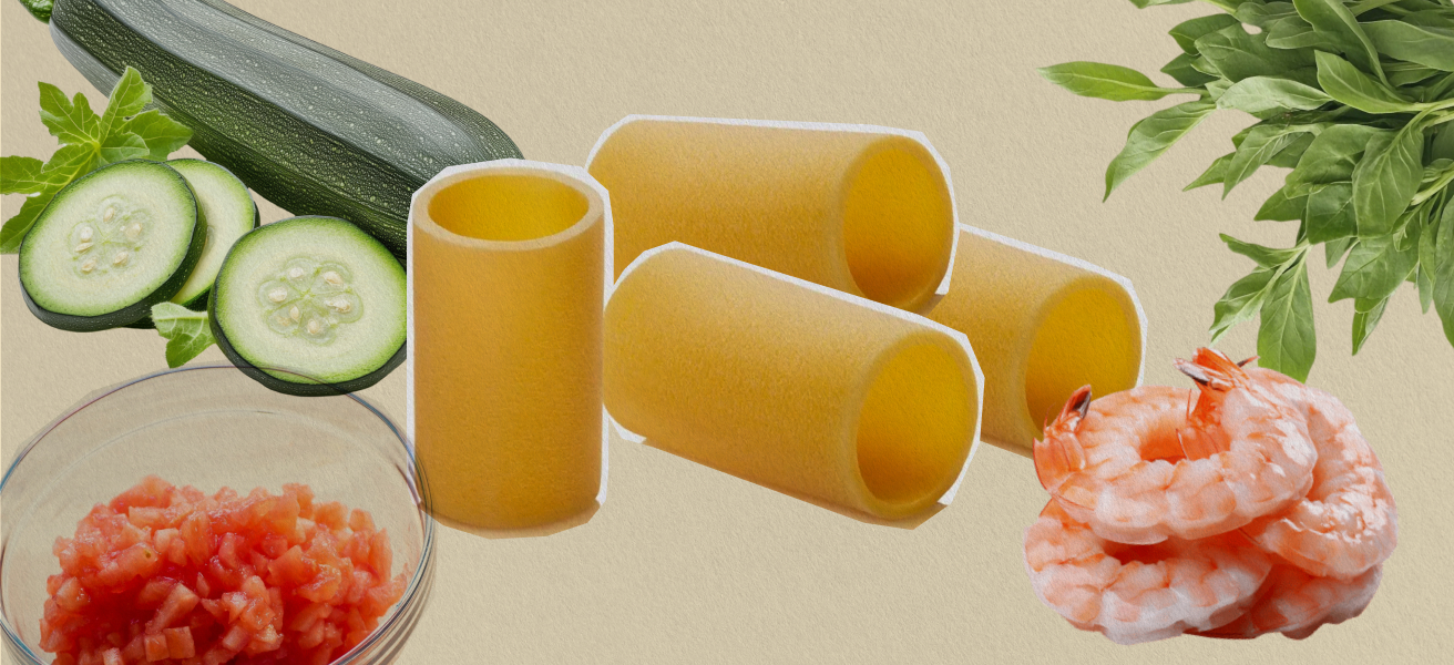 Paccheri të Freskëta me Kungull dhe Karkaleca from Pasta Livia