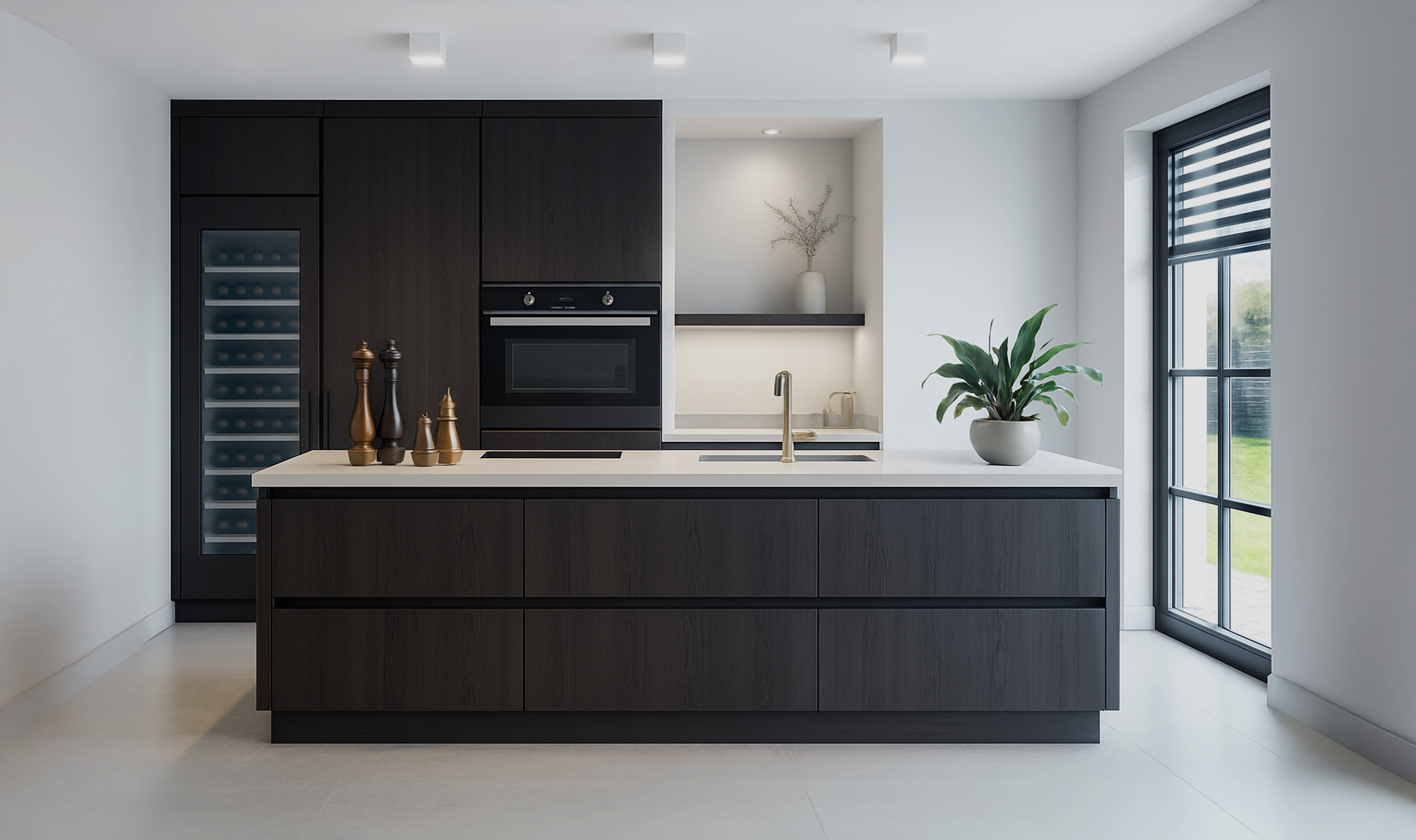 Keuken gewrapt in zwart eiken wrapfolie