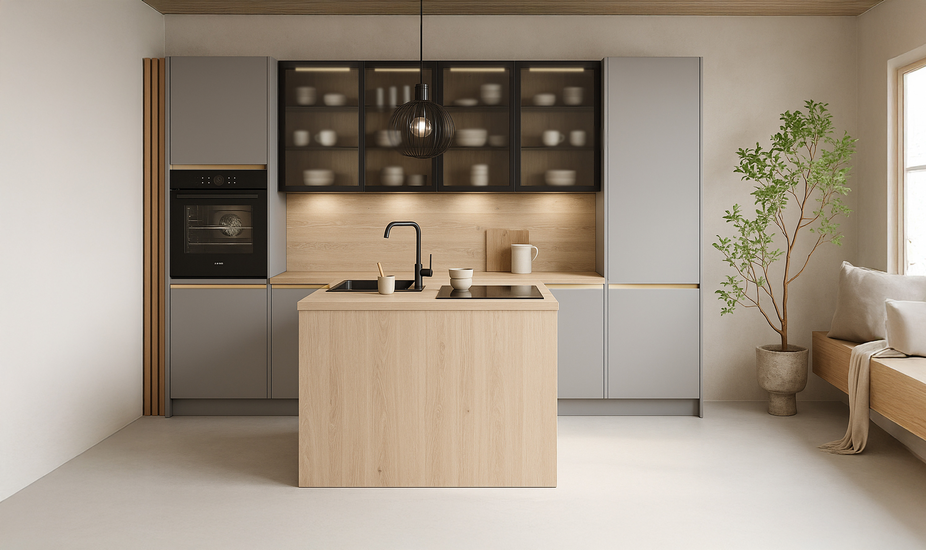 Keuken gewrapt in kiezelgrijs wrapfolie