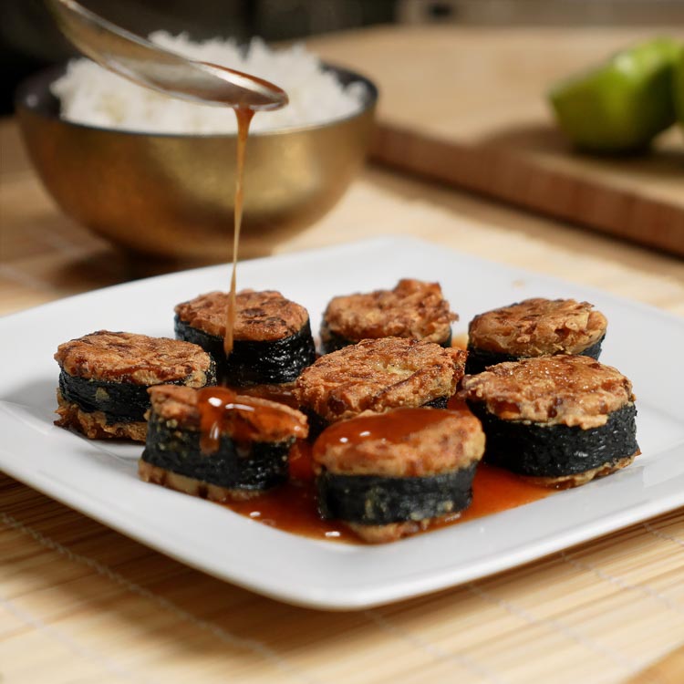Vegane Meeresfrüchte süss-sauer