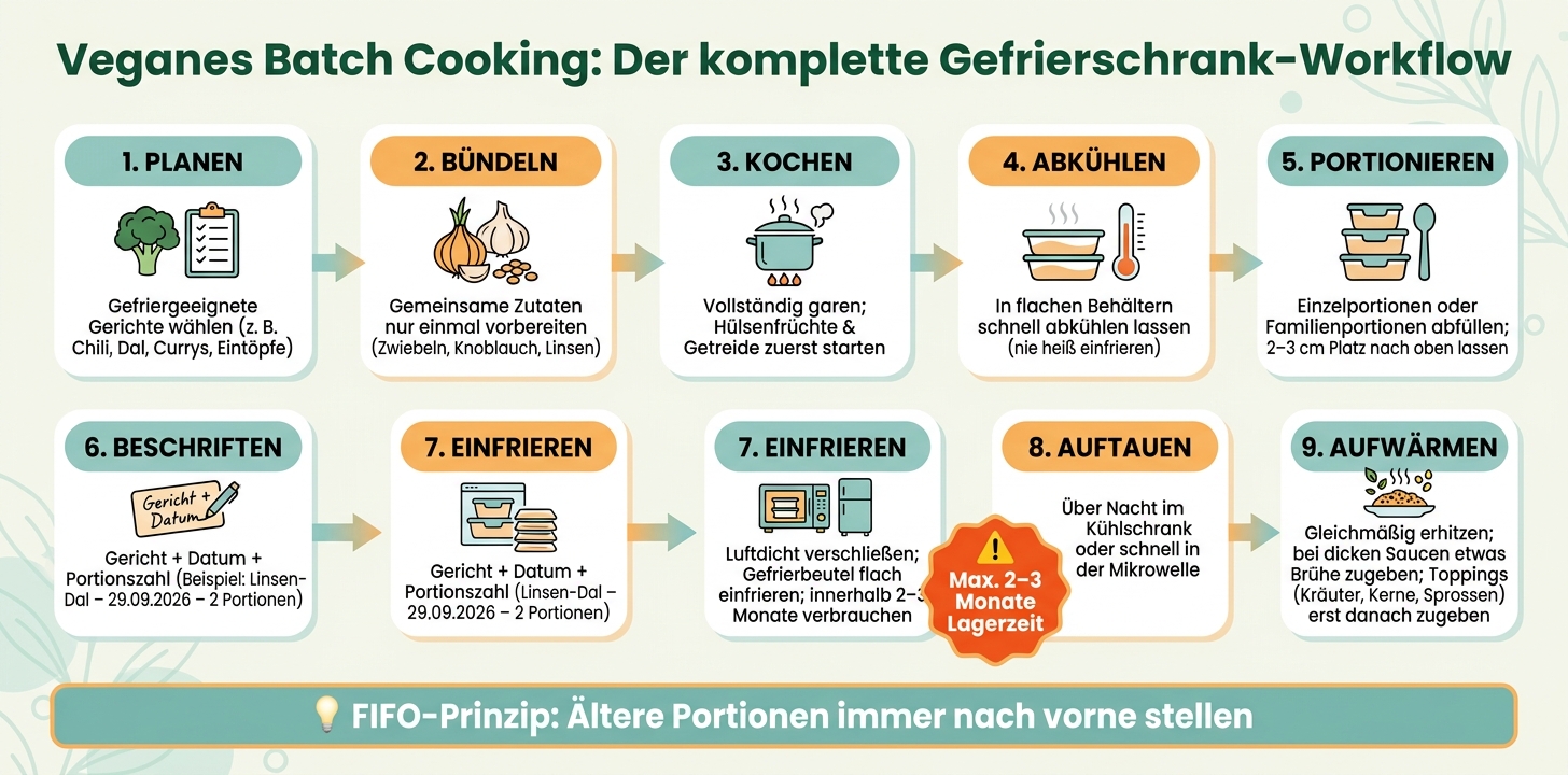 Veganes Batch Cooking: Der komplette Gefrierschrank-Workflow