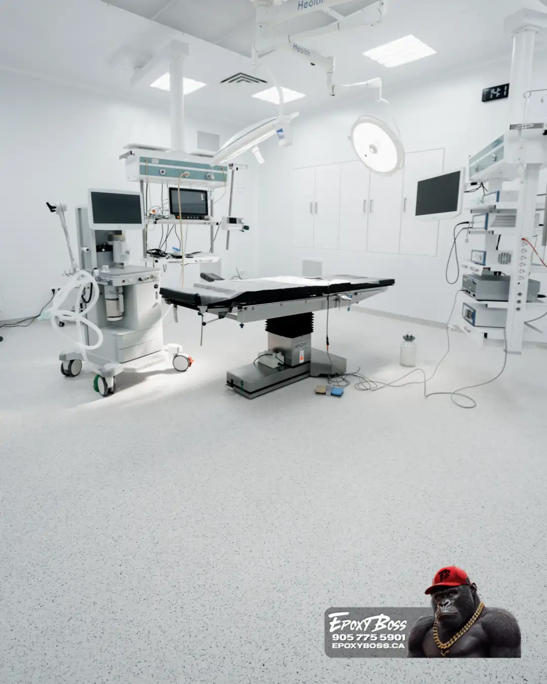 Polyaspartic floor coating in Muskoka car dealership service area