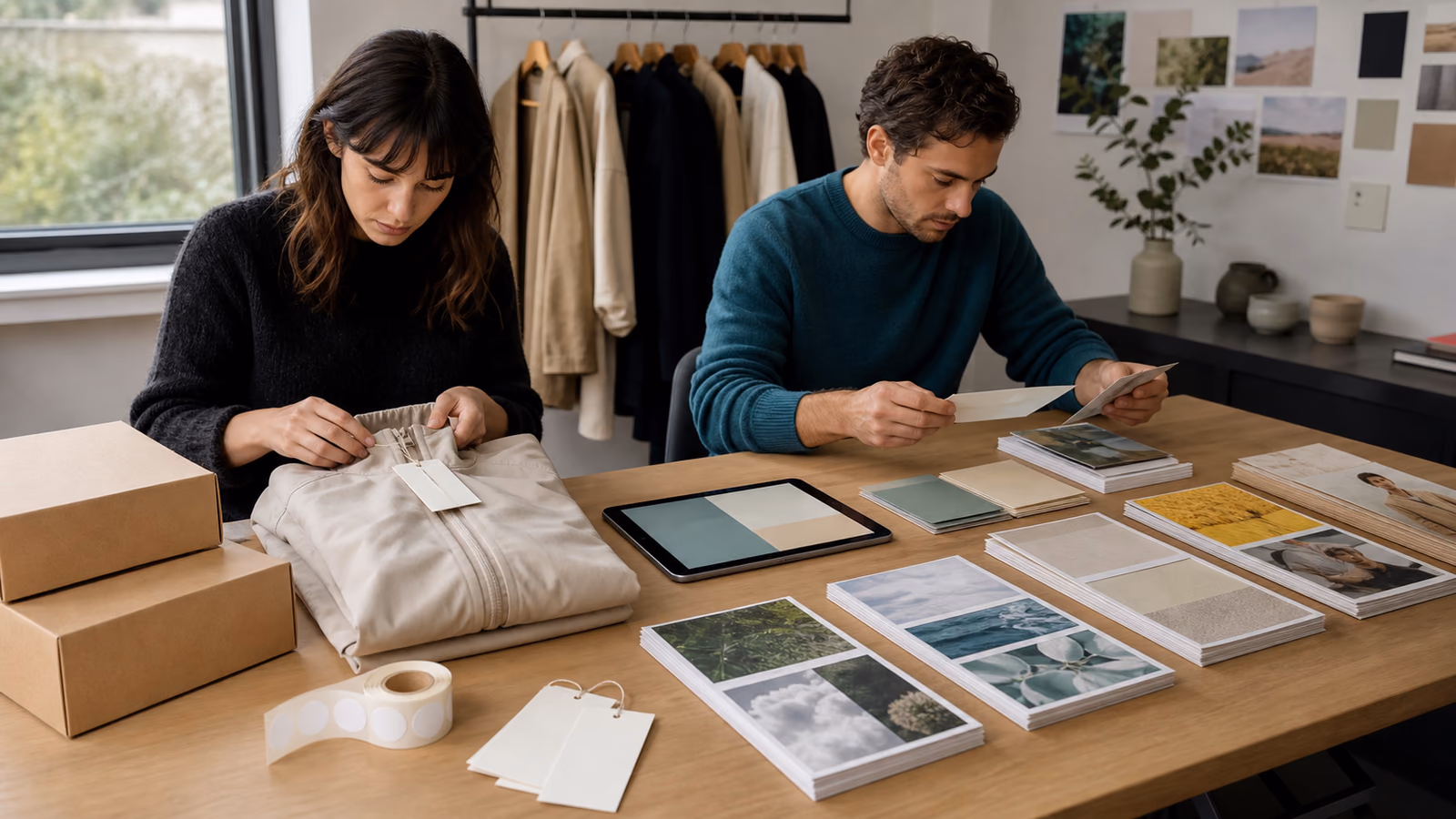 Moda markasının paket, e-ticaret, perakende ve basın malzemelerini ayrı kanıt akışlarında inceleyen iki uzman