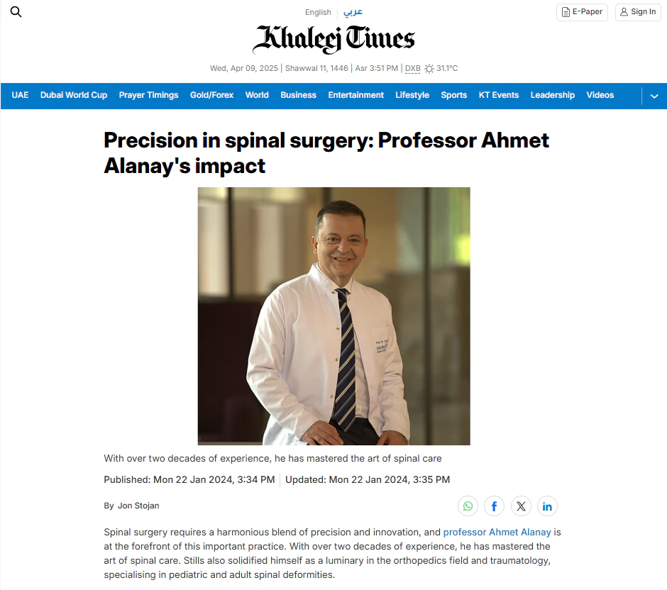 Khaleej Times KT Network page featuring Prof. Dr Ahmet Alanay