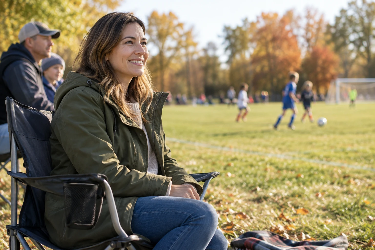 A parent offers quiet encouragement from the sideline.