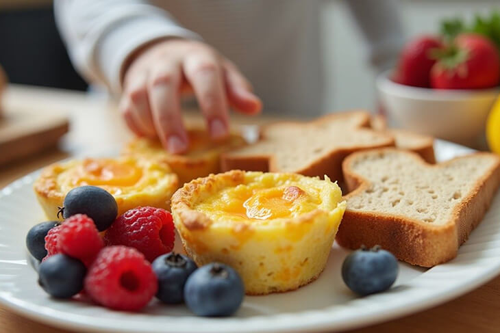 Colourful egg muffins and healthy breakfast options for kids.