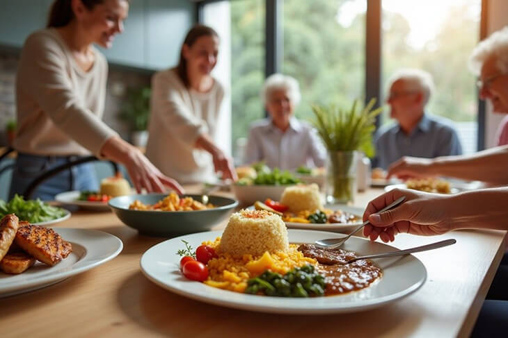 Colourful freshly prepared nutritious meals on a table suitable for NDIS meal delivery