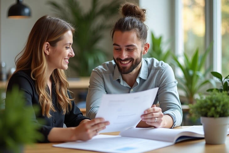 Support coordinator helping NDIS participant review their plan for assistance with daily life meal preparation funding.