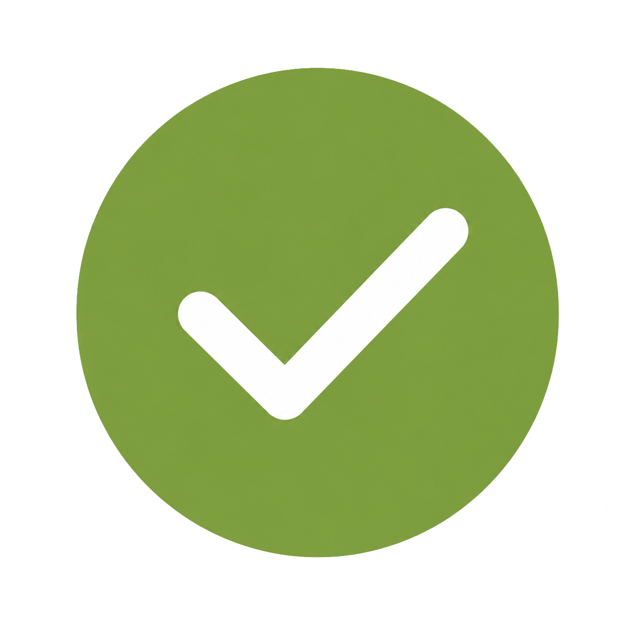 White check mark symbol inside a solid green circle.
