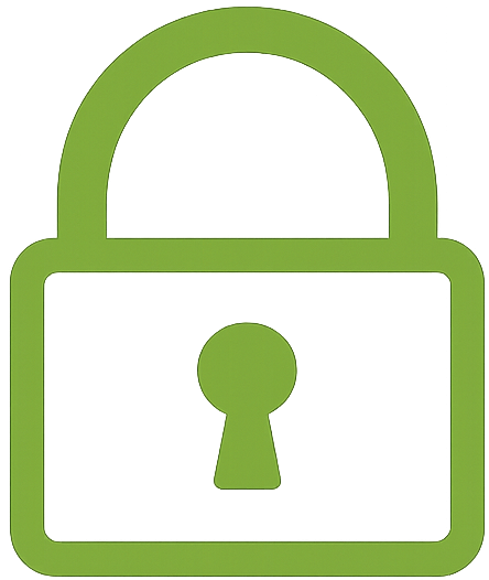 Green padlock icon symbolizing security and protection.