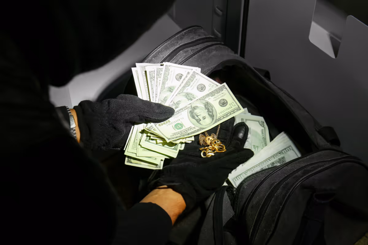 Someone stealing valuables.
