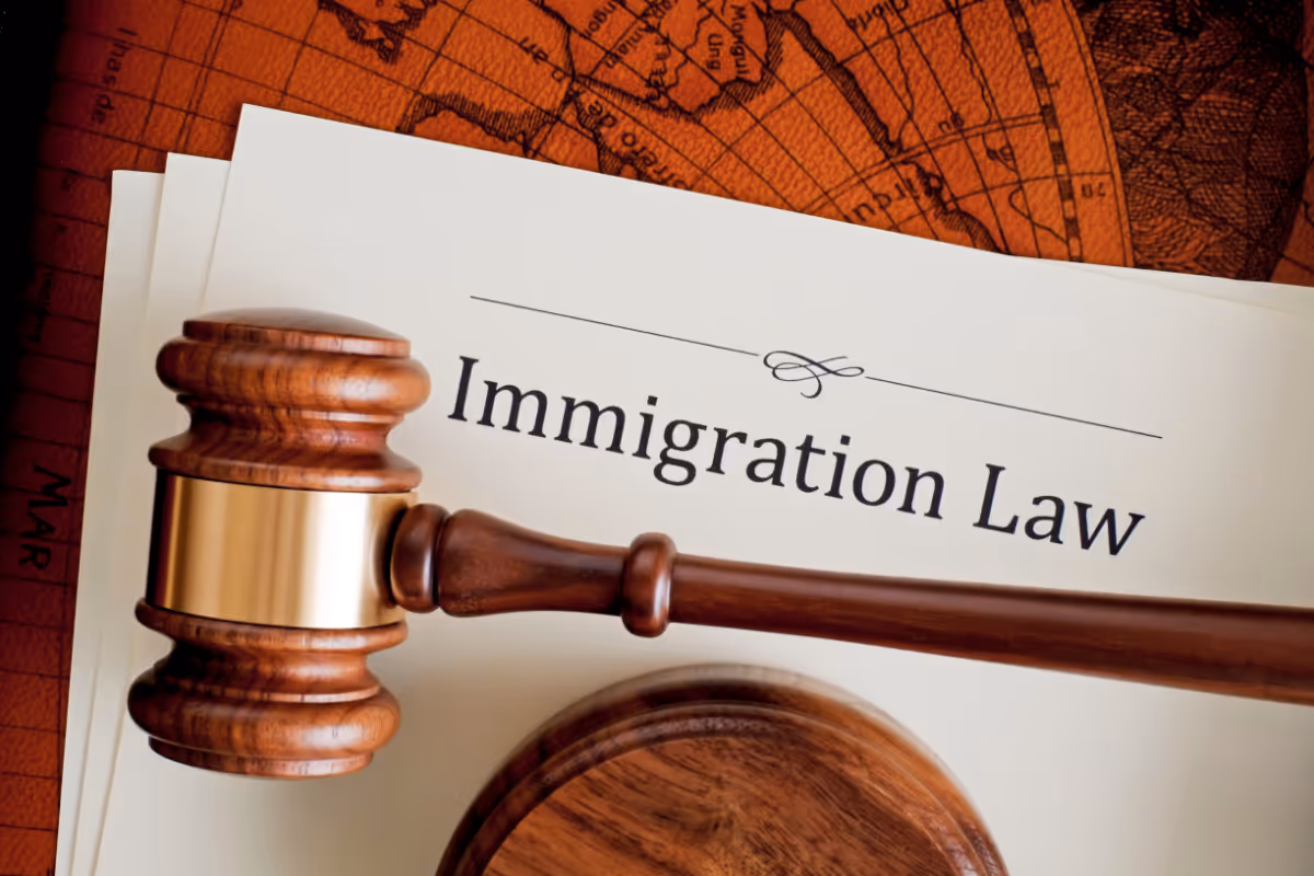 Immigration law papers and a gavel.