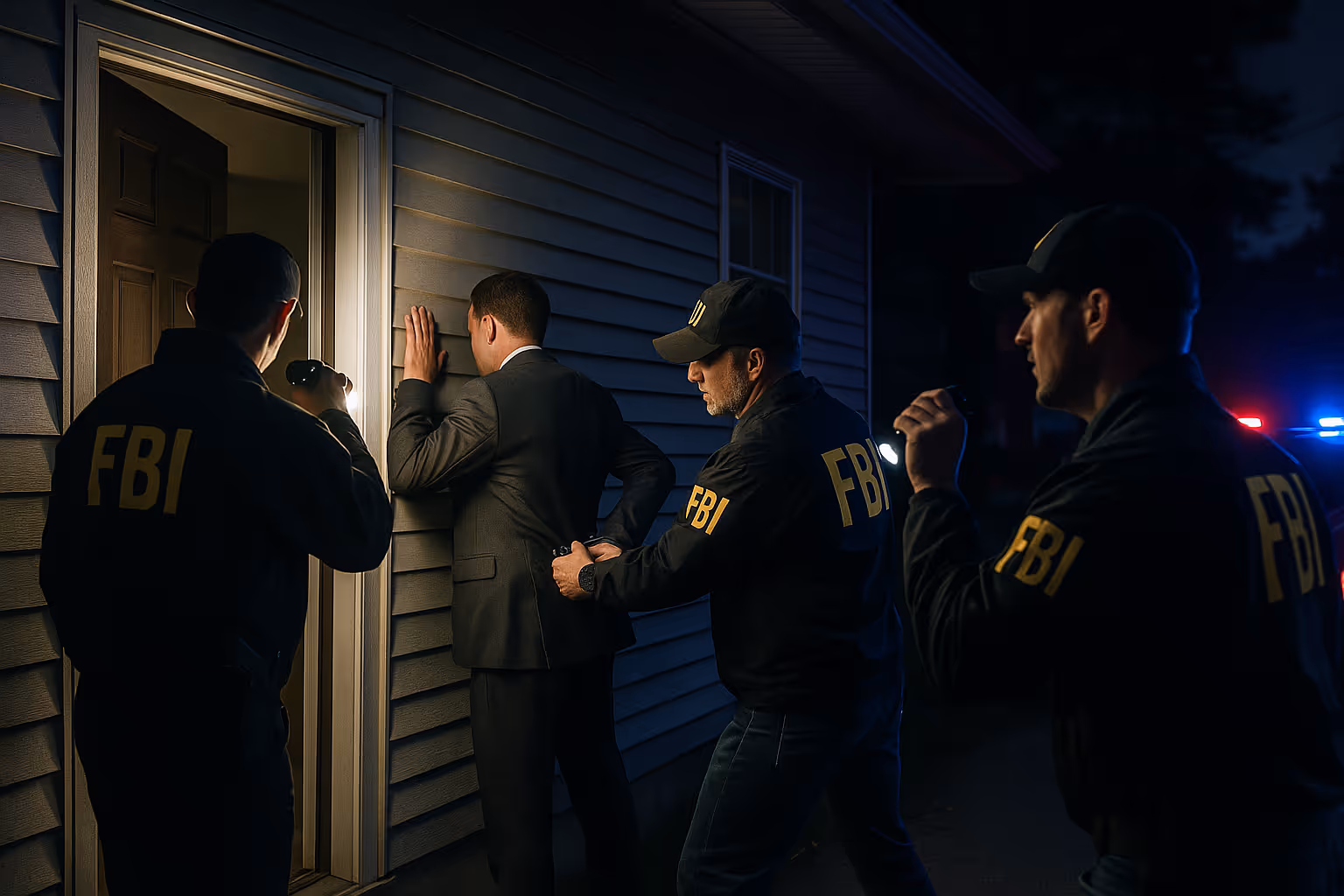 FBI agents arresting a man.