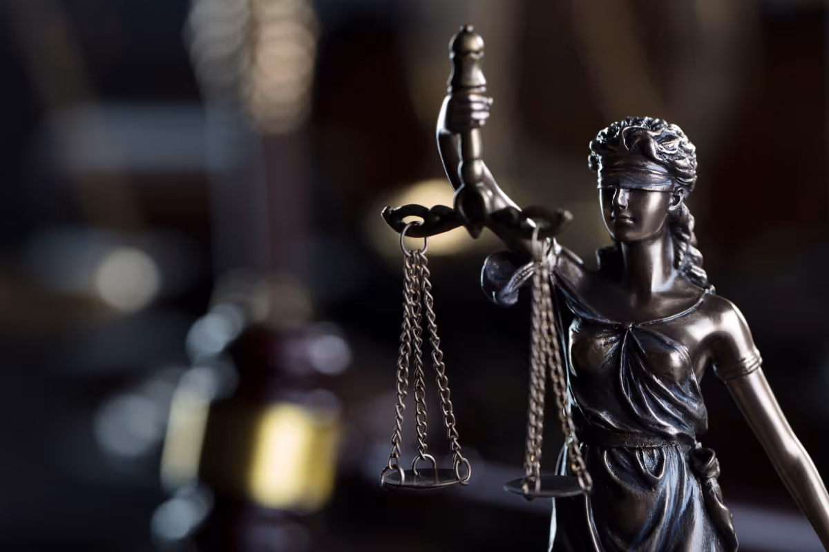 A statue of lady justice.