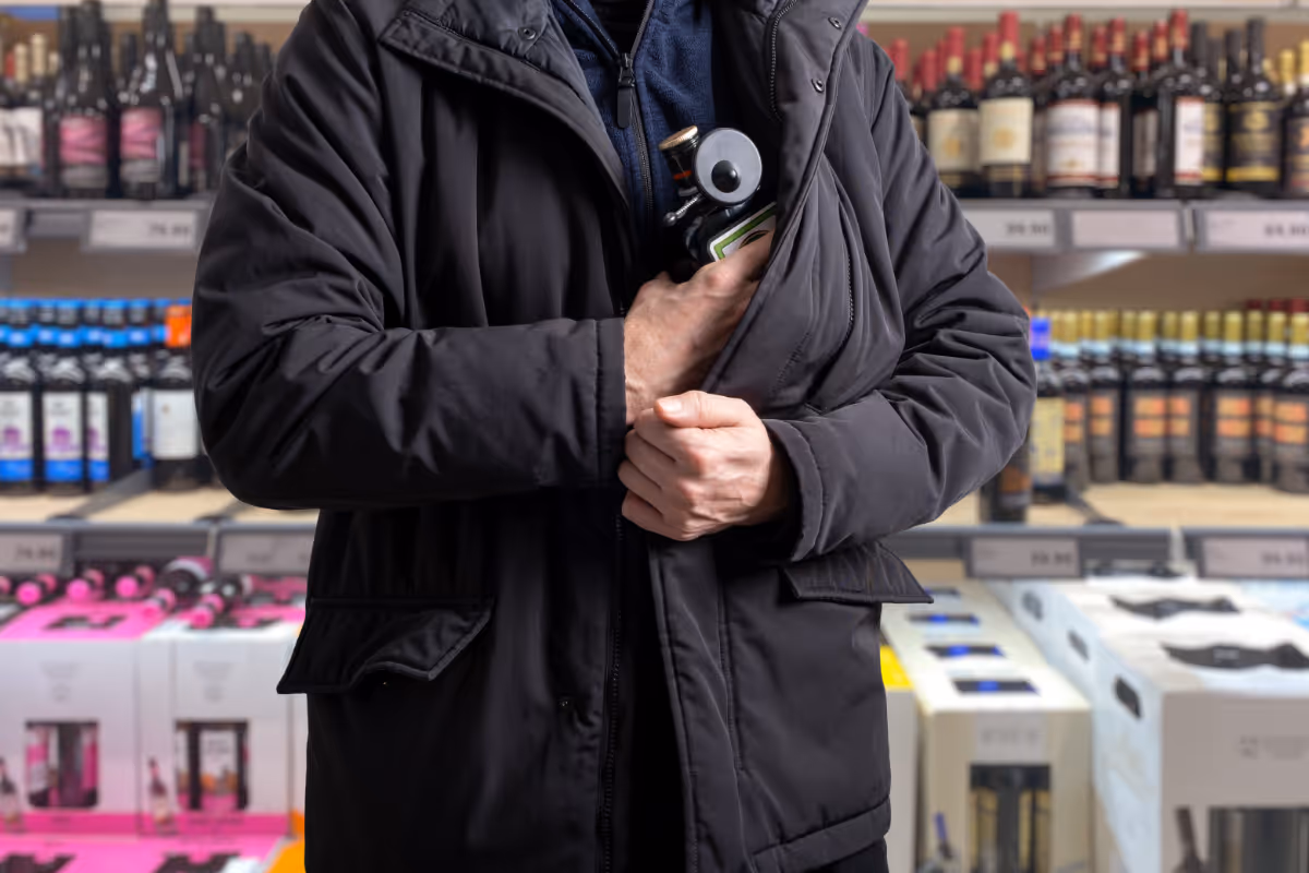 a man stealing from a store