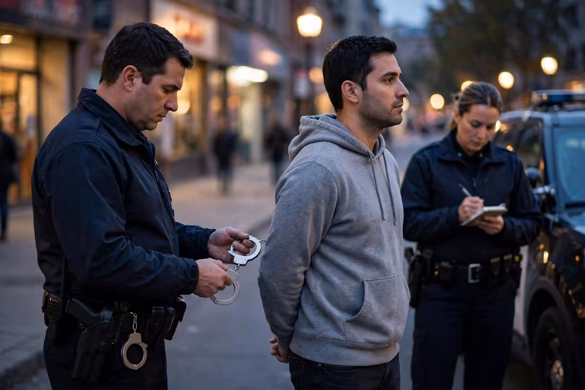 Police officers arresting someone.