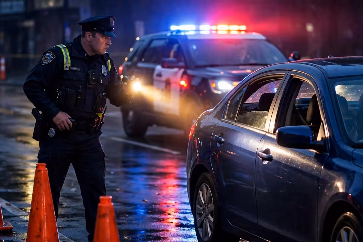 Police officer pulling somone over for dui.