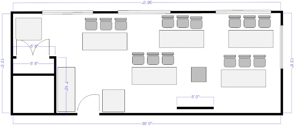 Alternative floor plan of Room A with different table and chair arrangement in horizontal layout.