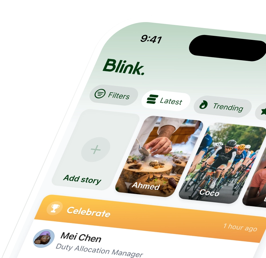 Three overlapping recognition cards with messages of appreciation, including a star rating card praising James Anderson for star-powered effort, with a prompt below to rate your manager.