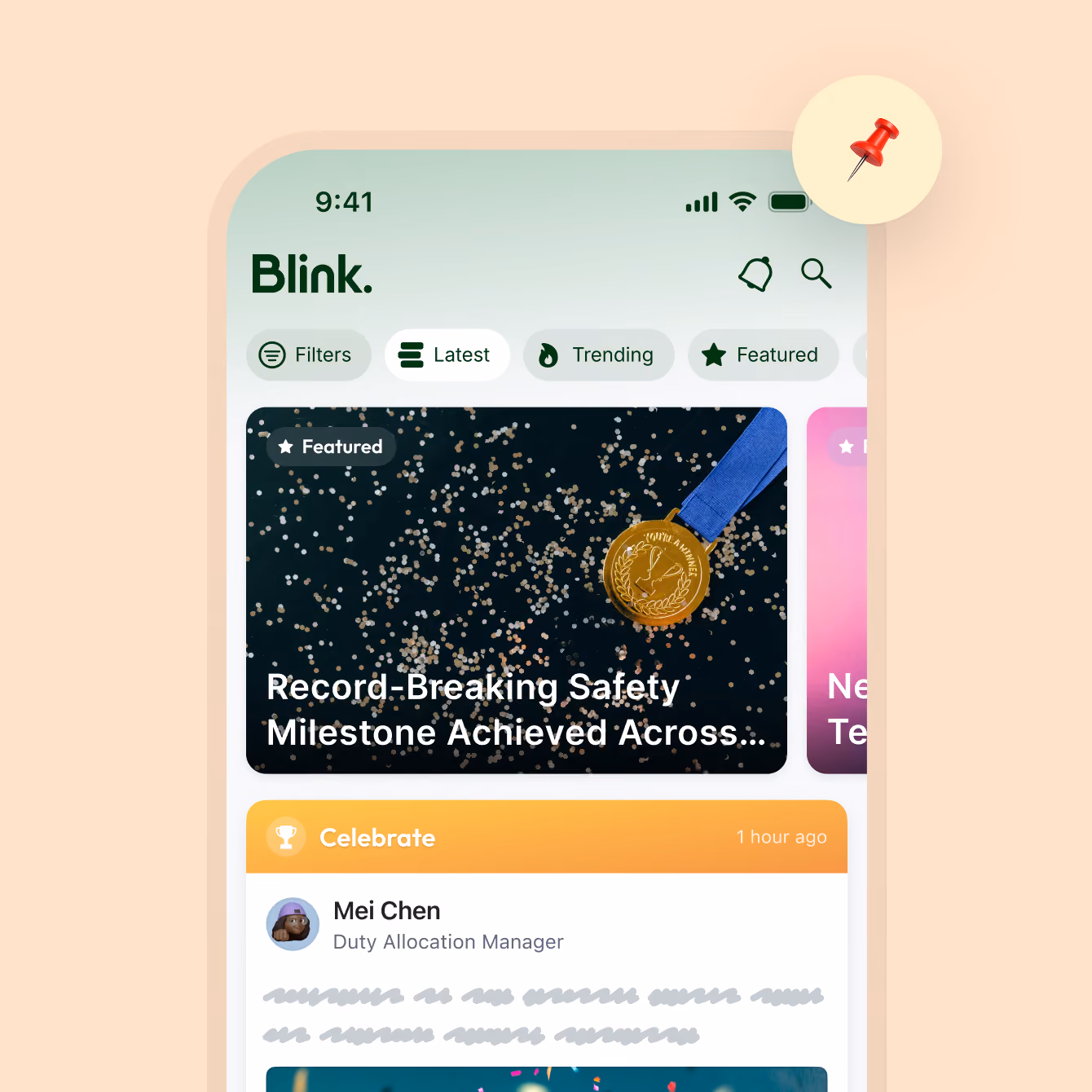 Screenshot of the Blink feed