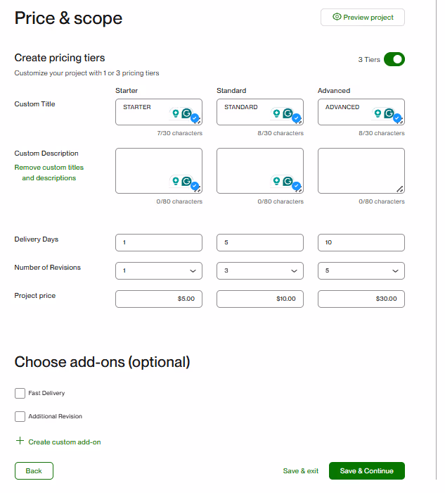Offer Different Packages