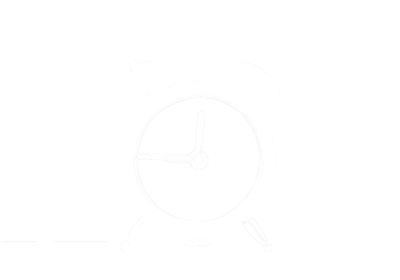 Clock line art graphic.